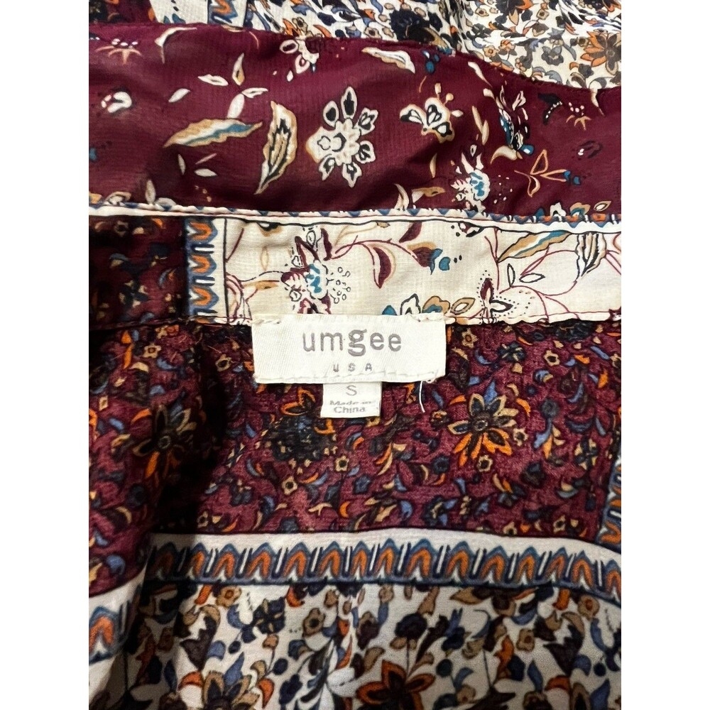 Umgee Dress Patchwork Floral/Paisley Long Sleeve Covered Buttons Sheer S Kimono - Picture 4 of 4